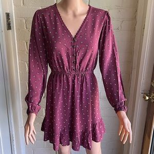 Xhiliration new with tags mauve purple cute long sleeve size XS sun dress